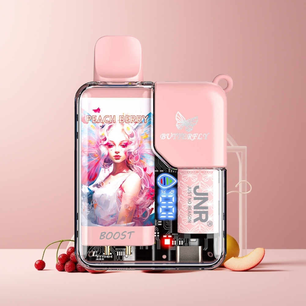 JNR Butterfly 8500 Puff Italia Ingrosso - Pesca e Frutti di Bosco, 15ml, 1200mAh, Display Digitale