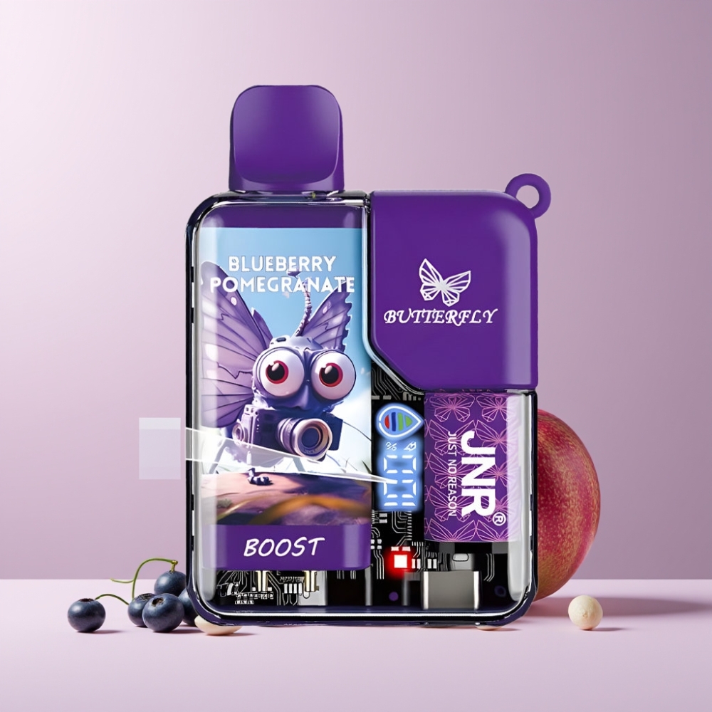 JNR Butterfly 8500 Puffs Italia Ingrosso Disposable Vape Mirtillo Melograno, 15ml, 1200mAh, Display Digitale