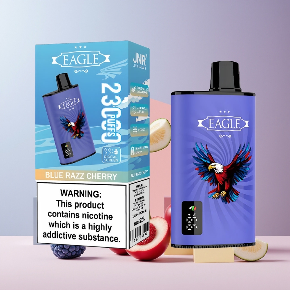 JNR EAGLE Smart 23000 Puff Italia Ingrosso Disposable Vape Mirtillo Ciliegia con Schermo Digitale, 1.0ohm Mesh, Flusso d'Aria Regolabile