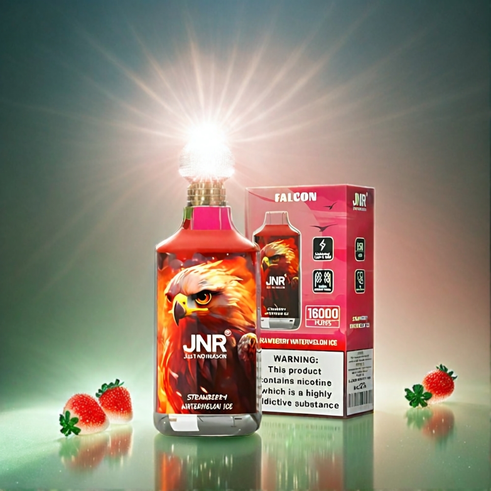 Italia Ingrosso JNR Falcon 16000 Puffs Fragola Anguria Ghiaccio – 850mAh, 22ml, Bobina a doppia maglia, Tipo C & Lightning, Display LED