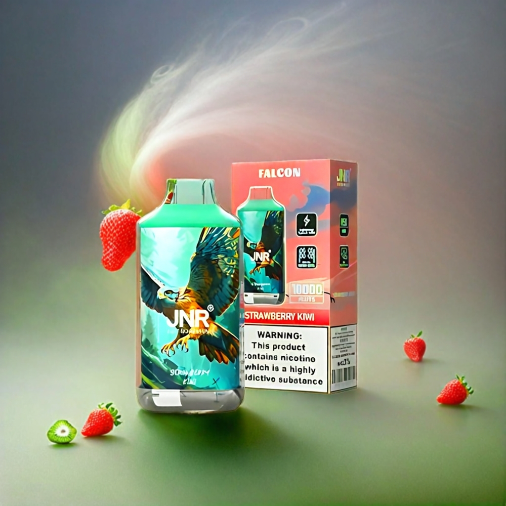 Italia Ingrosso JNR Falcon 16000 Puffs Fragola Kiwi - 850mAh Batteria, 22ml E-liquid, Bobina a doppia maglia, Caricamento Tipo C e Lightning, Display LED Smart