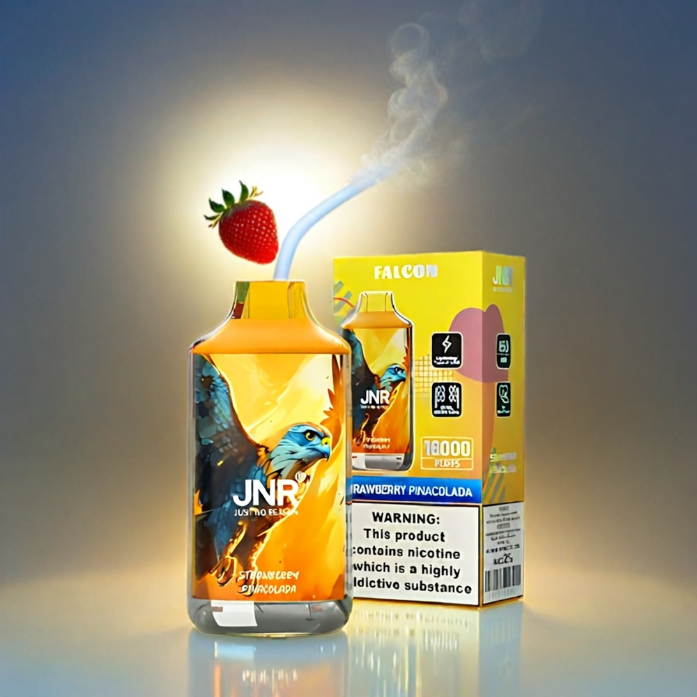 Italia Ingrosso JNR Falcon 16000 Puffs Fragola Pina Colada - 850 mAh, 22ml, Bobina a doppia maglia, Ricarica Tipo C e Lightning, Display LED Intelligente