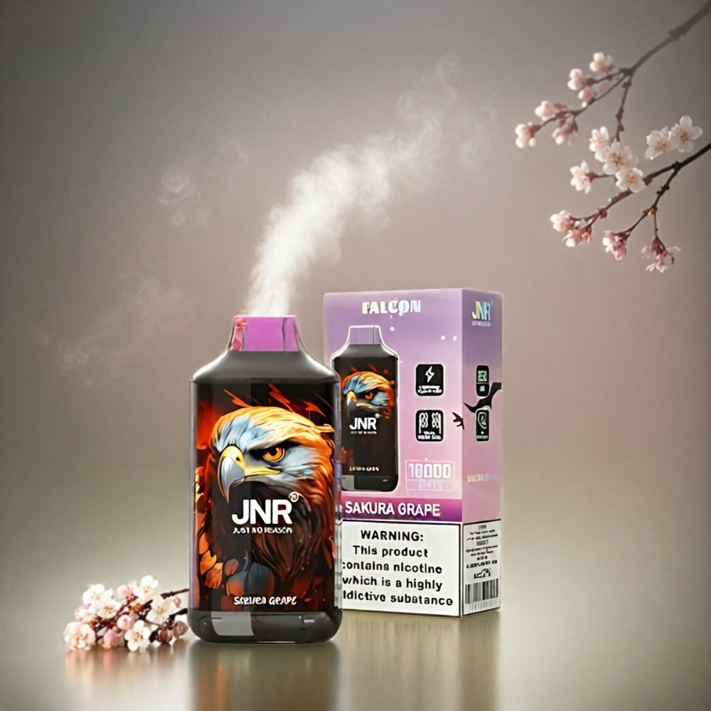 JNR Falcon 16000 Puffs Italia Ingrosso Sakura Uva - 850mAh, 22ml, Bobina a doppia maglia, Tipo C e Lightning, Display LED intelligente