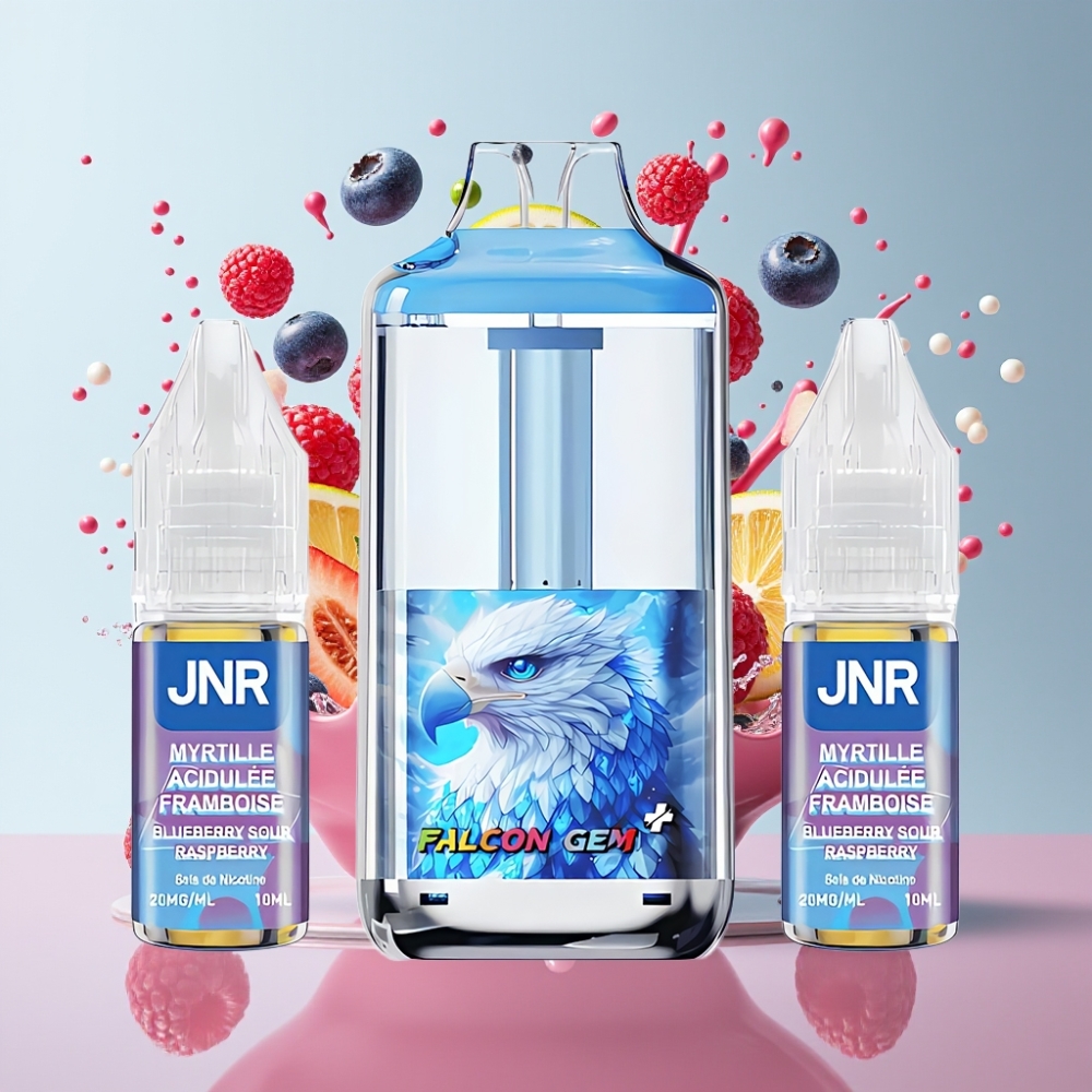 JNR Falcon GEM⁺ 30000 Puff Italia ingrosso Pod Ricaricabile con Serbatoio Visibile, 950mAh, Mirtillo e Lampone Acido, 2 10ml, Dual Mesh