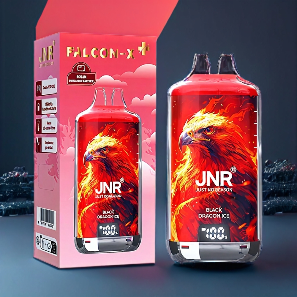JNR Falcon X⁺ 28000 Puff Italia Ingrosso – Drago Nero Ghiaccio – Ricaricabile con Schermo Batteria, 2 10ml E-Liquido, Coil Dual Mesh 1.2Ω, Porta Type-C, 950mAh