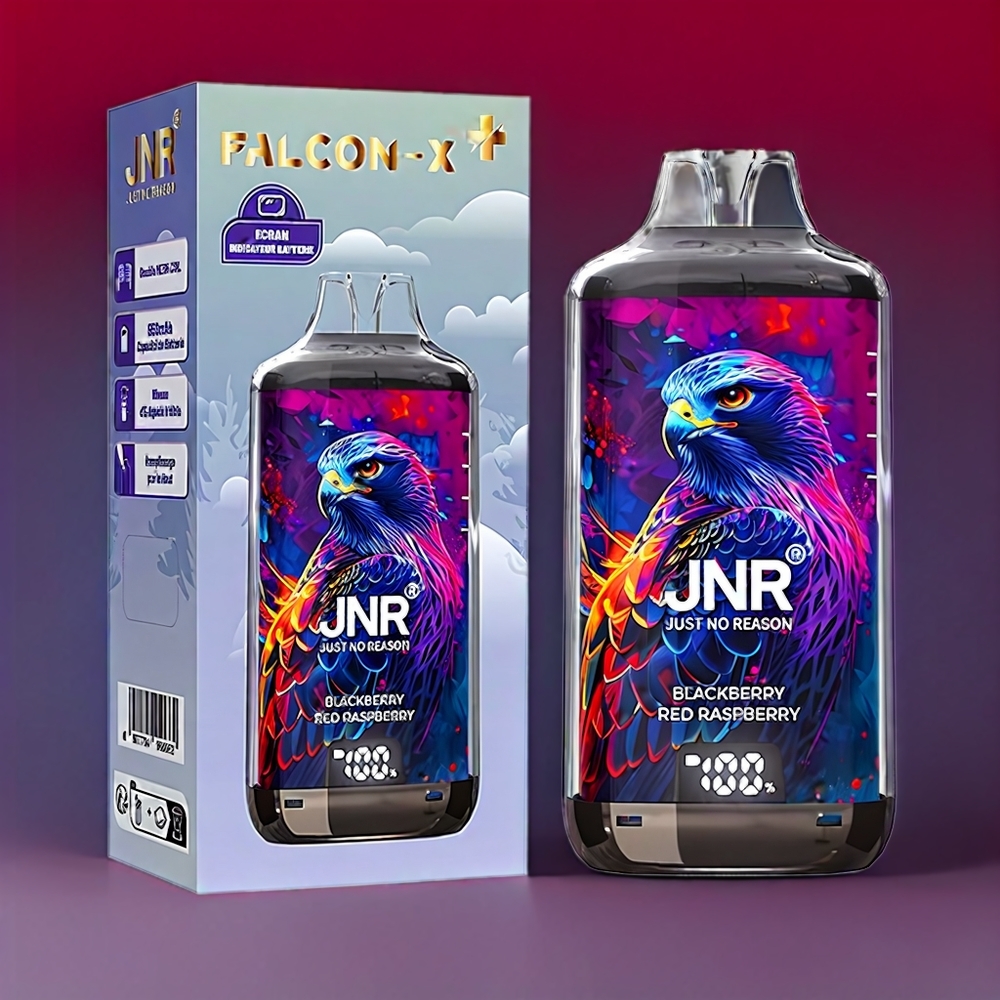 JNR Falcon X⁺ 28000 Puff Italia Ingrosso – More Nero Lampone Rosso con Schermo Batteria, Ricarica Type-C, 2 10ml E-Liquido, Coil Dual Mesh 1.2Ω Pre-primed