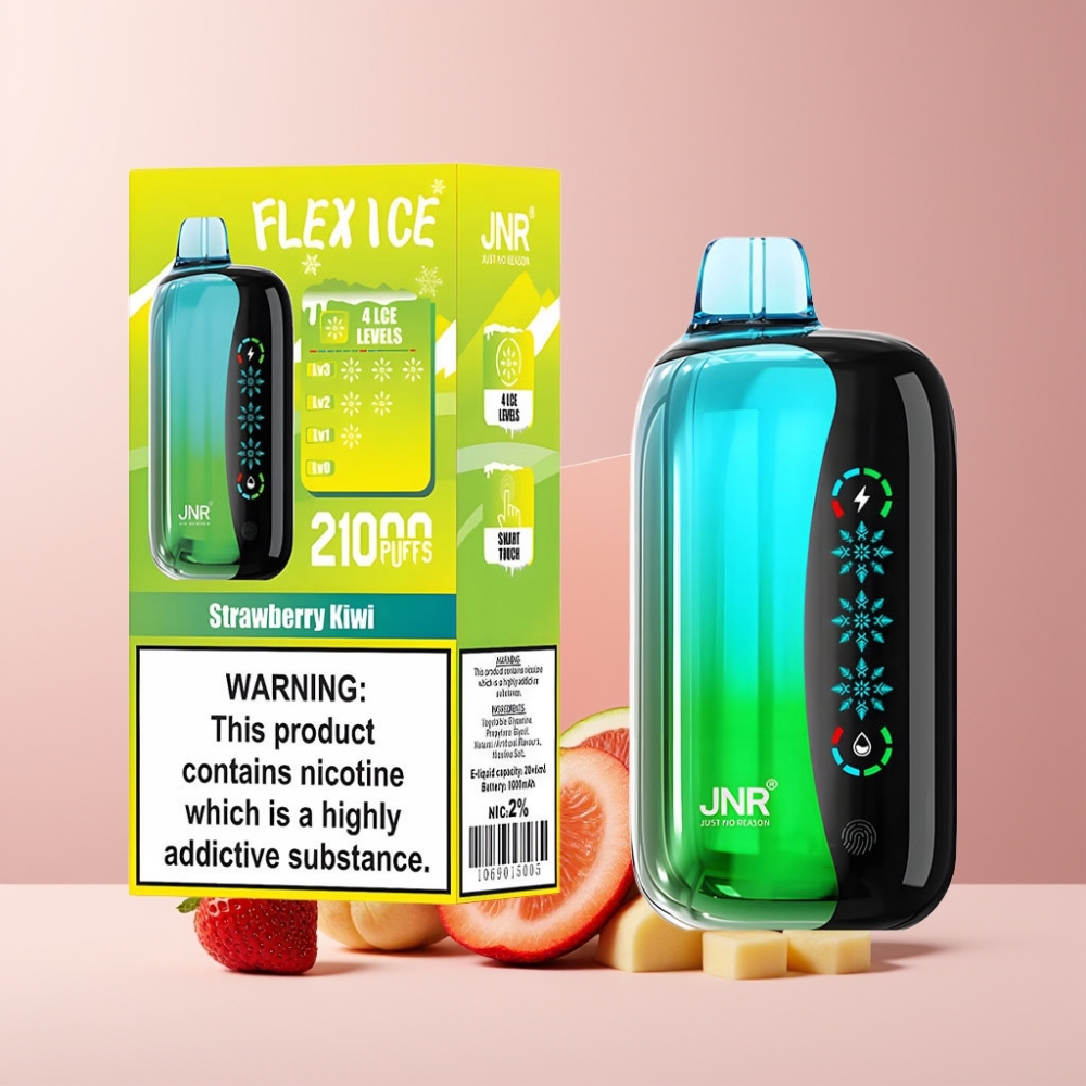 JNR Flex Ice 21000 Puff Italia Ingrosso Disposable Vape Fragola Kiwi, Ice Adjustable, 26ml, Touch Screen