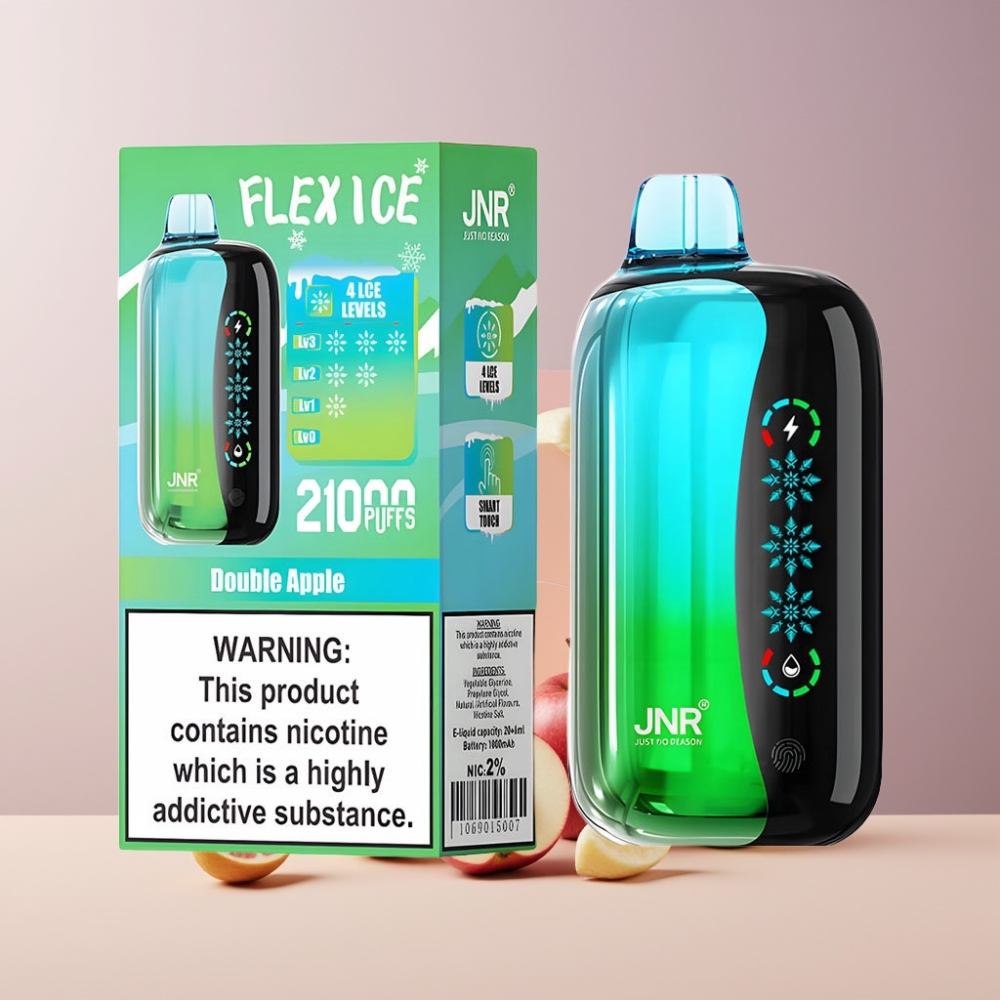 JNR Flex Ice 21000 Puff Italia Ingrosso Disposable Vape Mela Doppia con Touch Screen, Airflow Regolabile e 26ml E-liquid
