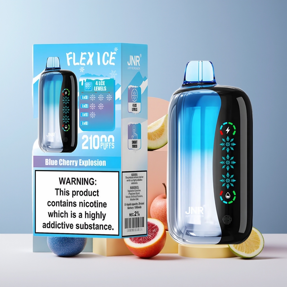 JNR Flex Ice 21000 Puff Italia ingrosso Ciliegia Blu Esplosione con Ice Adjustable, Touch Screen, 26ml