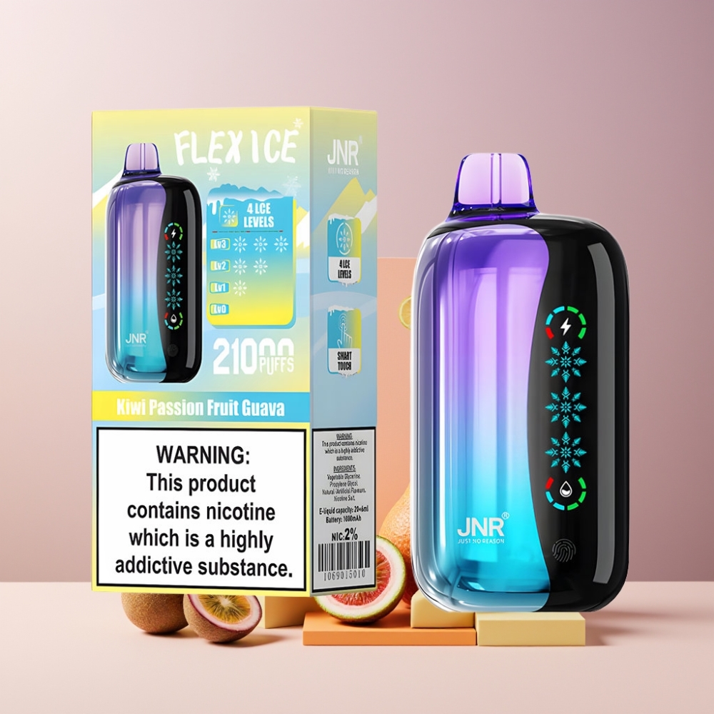 JNR Flex Ice 21000 Puff Italia ingrosso Disposable Vape Kiwi Frutto della Passione Guava con Ice Regolabile, Touch Screen, 26ml