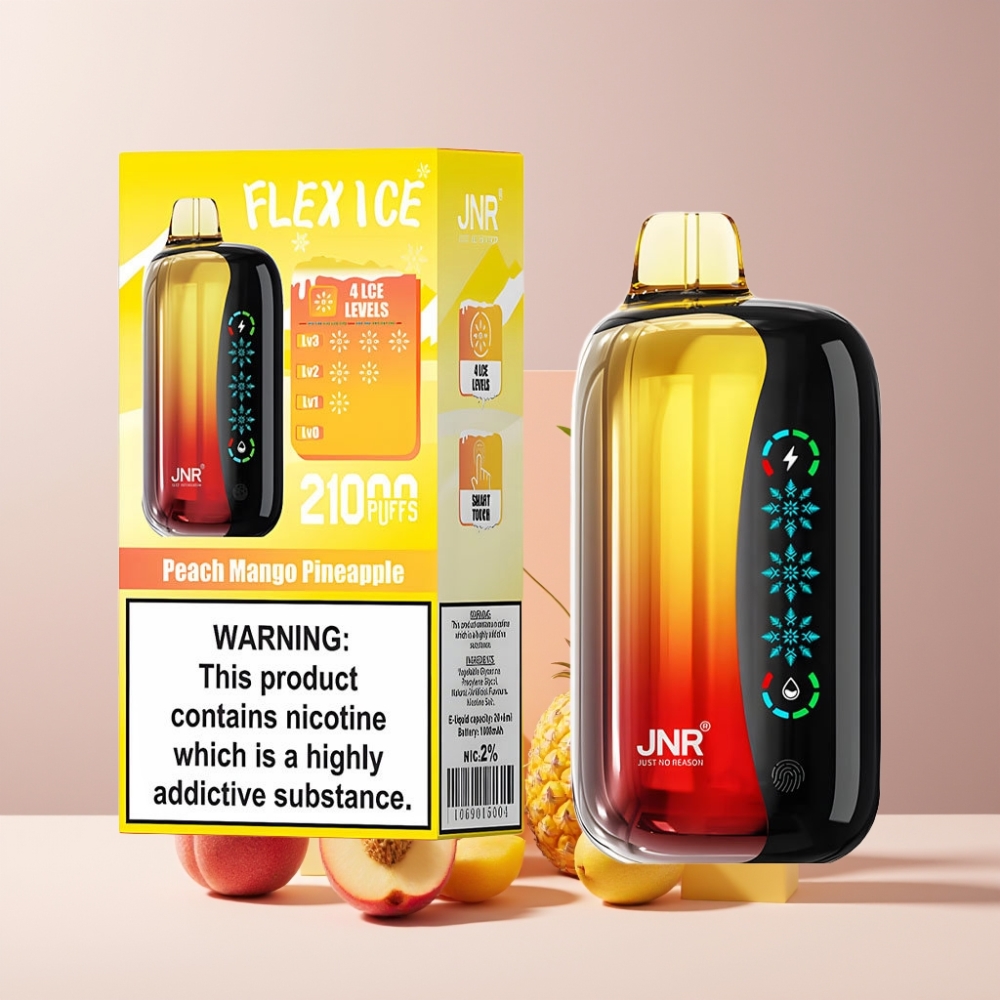 JNR Flex Ice Italia Ingrosso 21000 Puff Pesca Mango Ananas con Schermo Touch, Airflow Regolabile e Batteria 1000mAh