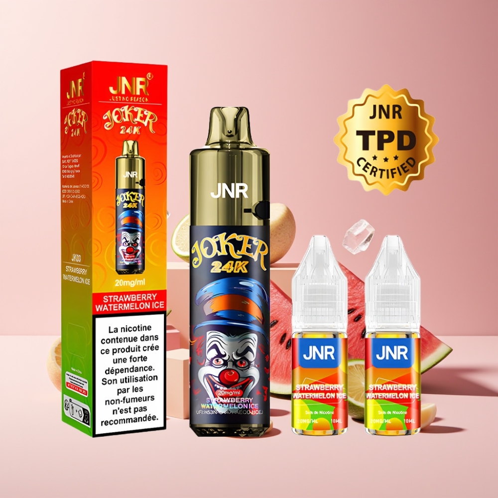 JNR Joker 24K Puffs Disposable Vape Fragola Anguria Ghiaccio - Italia Ingrosso - 2+10ml Ricaricabile, 800mAh, 24000 Puffs, 2% Nicotina
