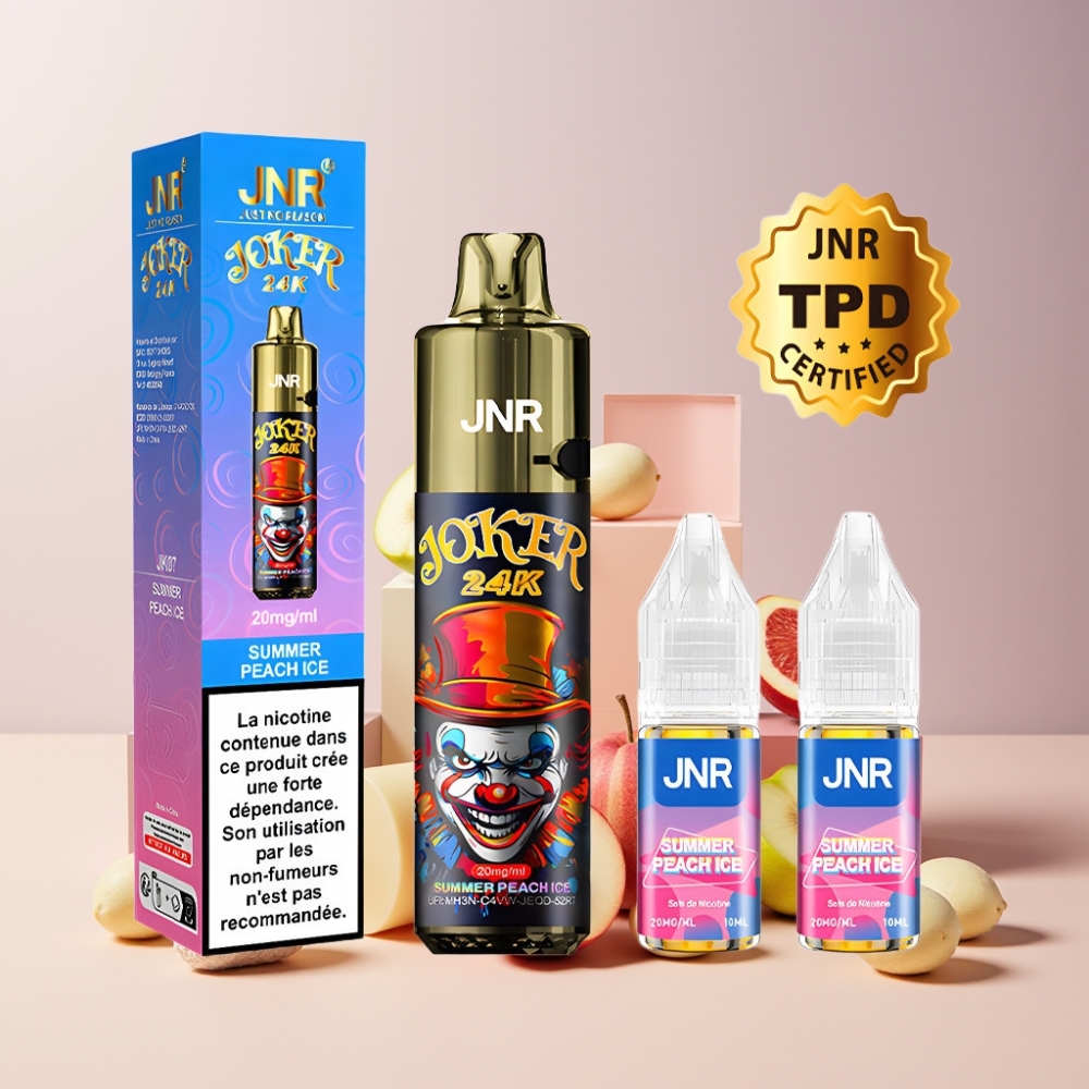 JNR Joker 24K Puffs Italia Ingrosso – Pod Ricaricabile 10ml, Batteria 800mAh, Pesca Estiva Ghiacciata, 24000 Puff, 2% Nicotina