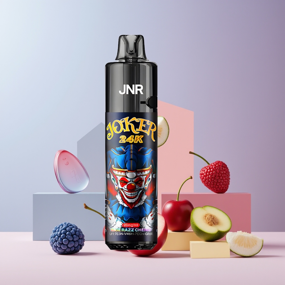 JNR Joker 24K Puffs Italia Ingrosso - Pod Ricaricabile 2+10ml, Luci LED, 800mAh, Blu Lampone Ciliegia