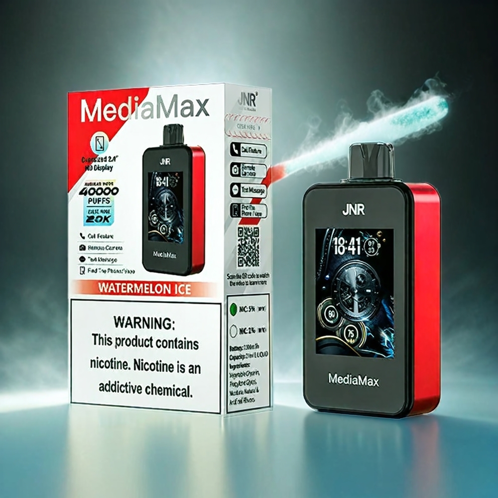 Italia Ingrosso JNR MediaMax 40000 Puffs Anguria Ghiacciata 1000mAh 21mL 5% Nicotina Bobina a doppia maglia Type-C 2.4