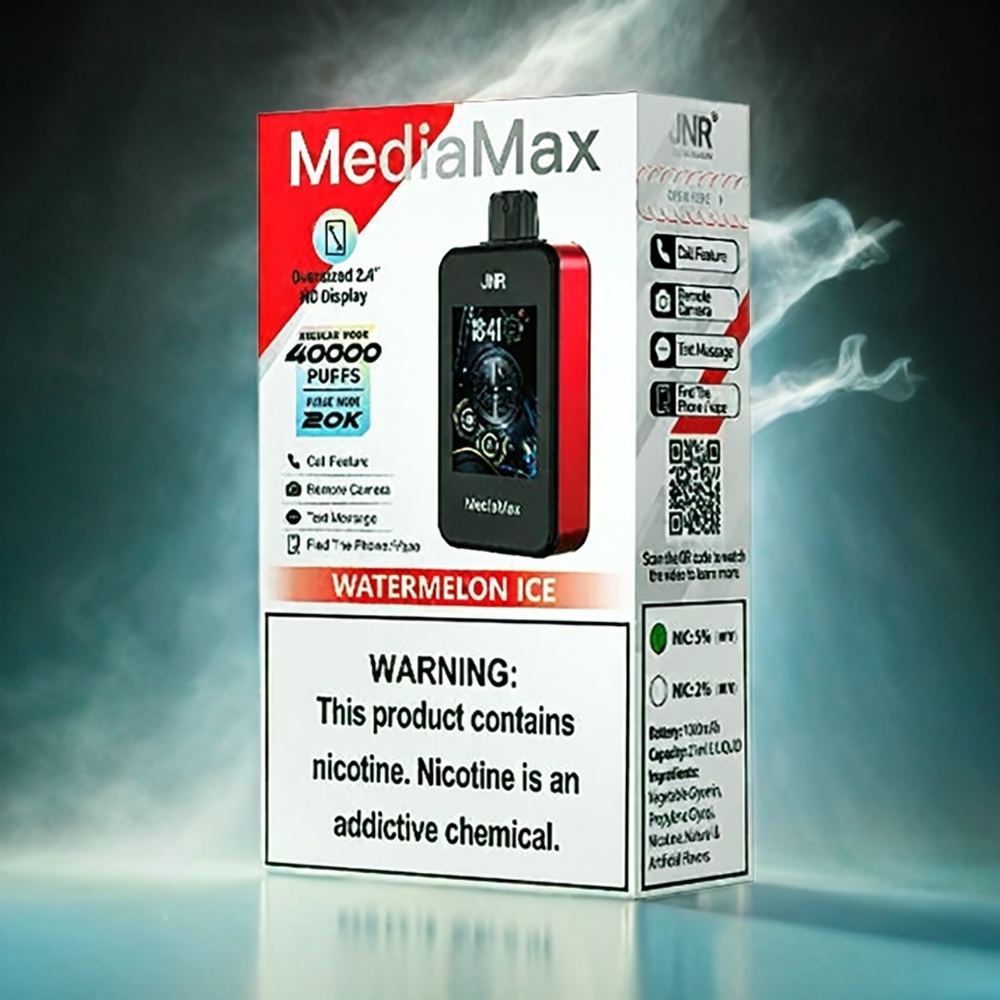 Italia Ingrosso JNR MediaMax 40000 Puffs Anguria Ghiacciata 1000mAh 21mL 5% Nicotina Bobina a doppia maglia Type-C 2.4
