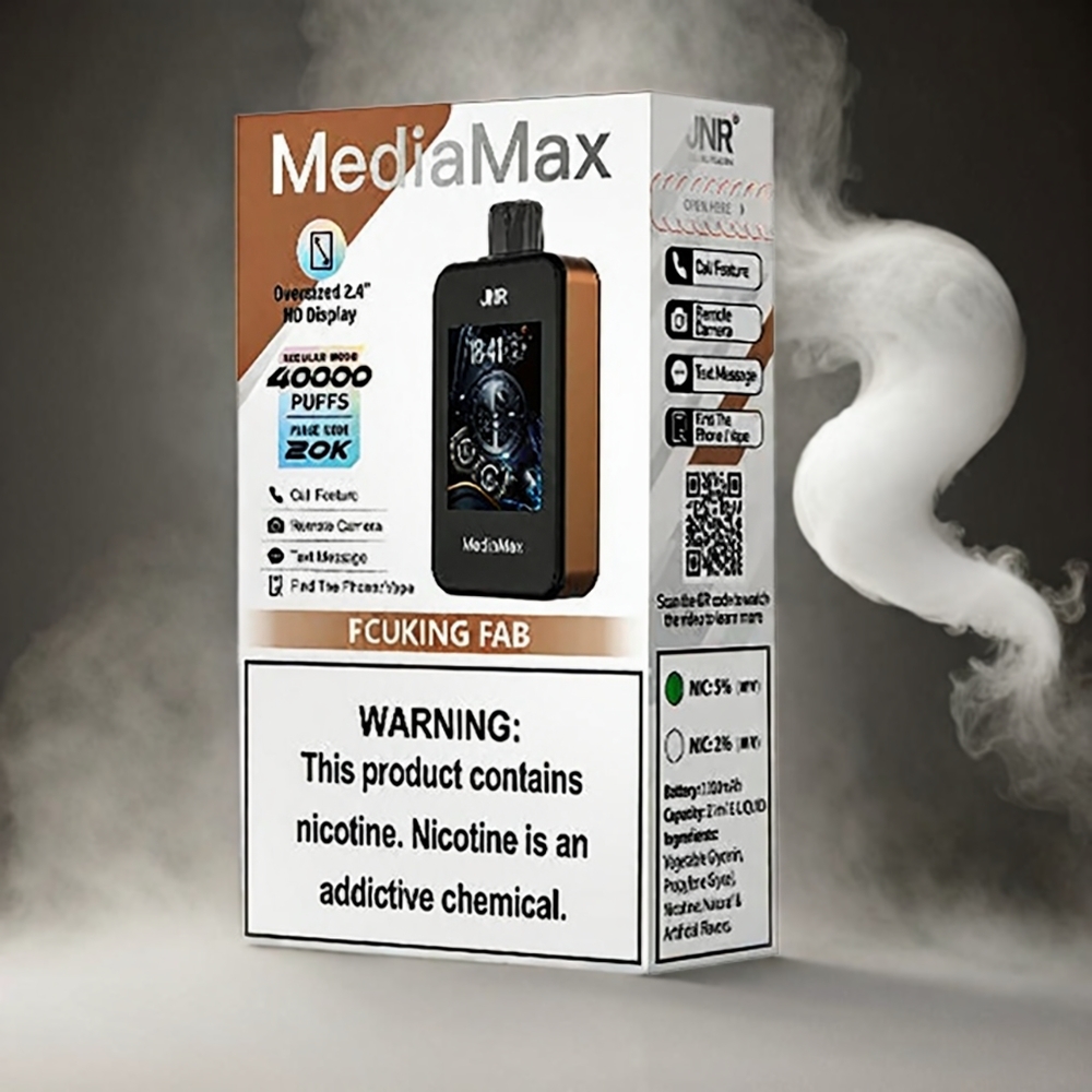Italia Ingrosso JNR MediaMax 40000 Puffs Fcuking Fab – 21mL E-liquid, 1000mAh Batteria, 5% Nicotine, Bobina a doppia maglia, Type-C Quick Charge, 2.4