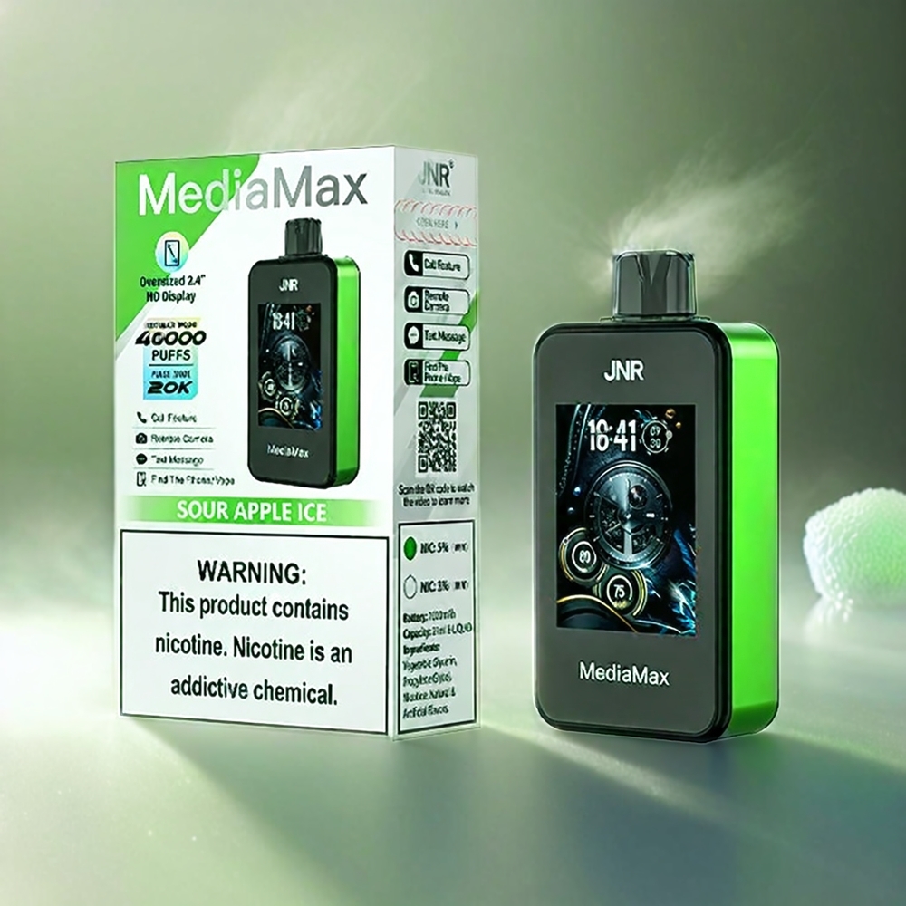 JNR MediaMax 40000 Puffs Italia Ingrosso - Mela Verde Ghiaccio con Batteria 1000mAh, Display HD 2.4