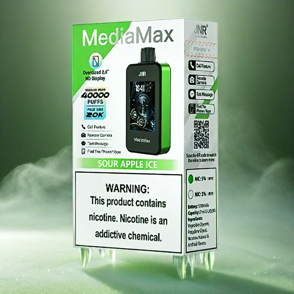 JNR MediaMax 40000 Puffs Italia Ingrosso - Mela Verde Ghiaccio con Batteria 1000mAh, Display HD 2.4