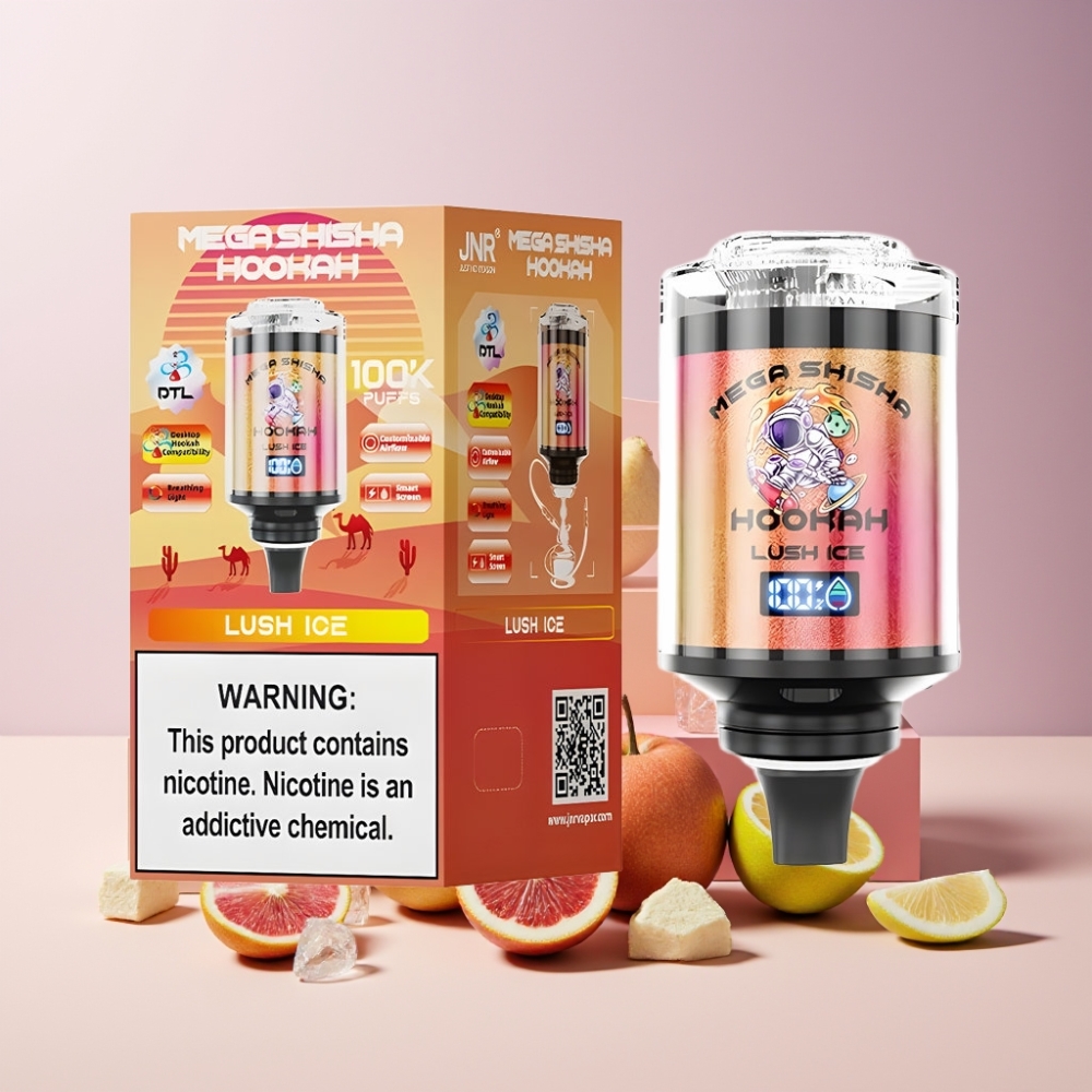 JNR Mega Shisha Hookah 100K Italia Ingrosso Desktop 2200mAh Ghiaccio Lussureggiante 60ml 2% Nicotina