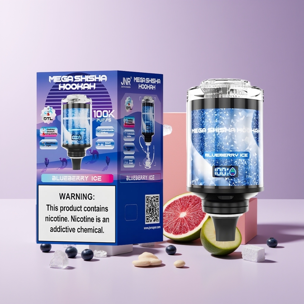 JNR Mega Shisha Hookah 100K Italia Ingrosso Desktop 2200mAh Mirtillo Ghiaccio