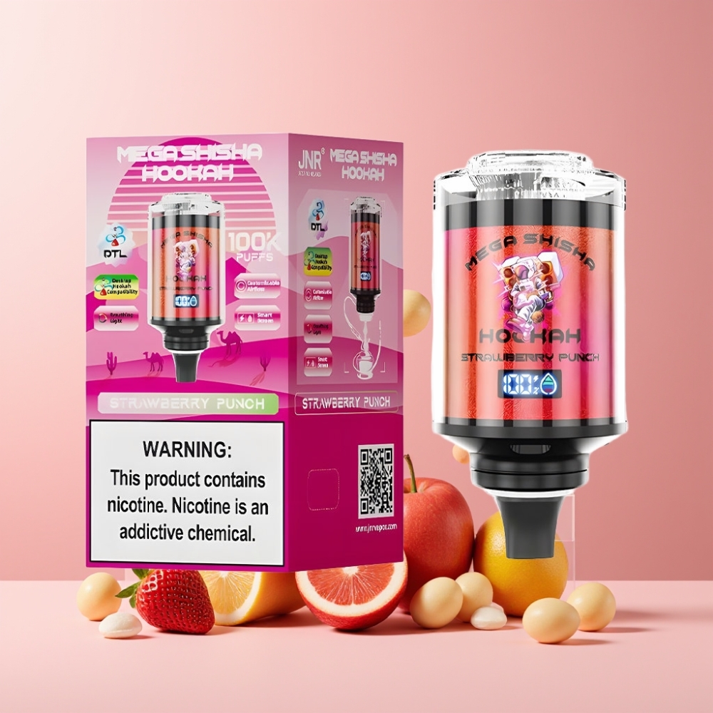 JNR Mega Shisha Hookah 100K Italia ingrosso 60ml 2200mAh Fragola Punch