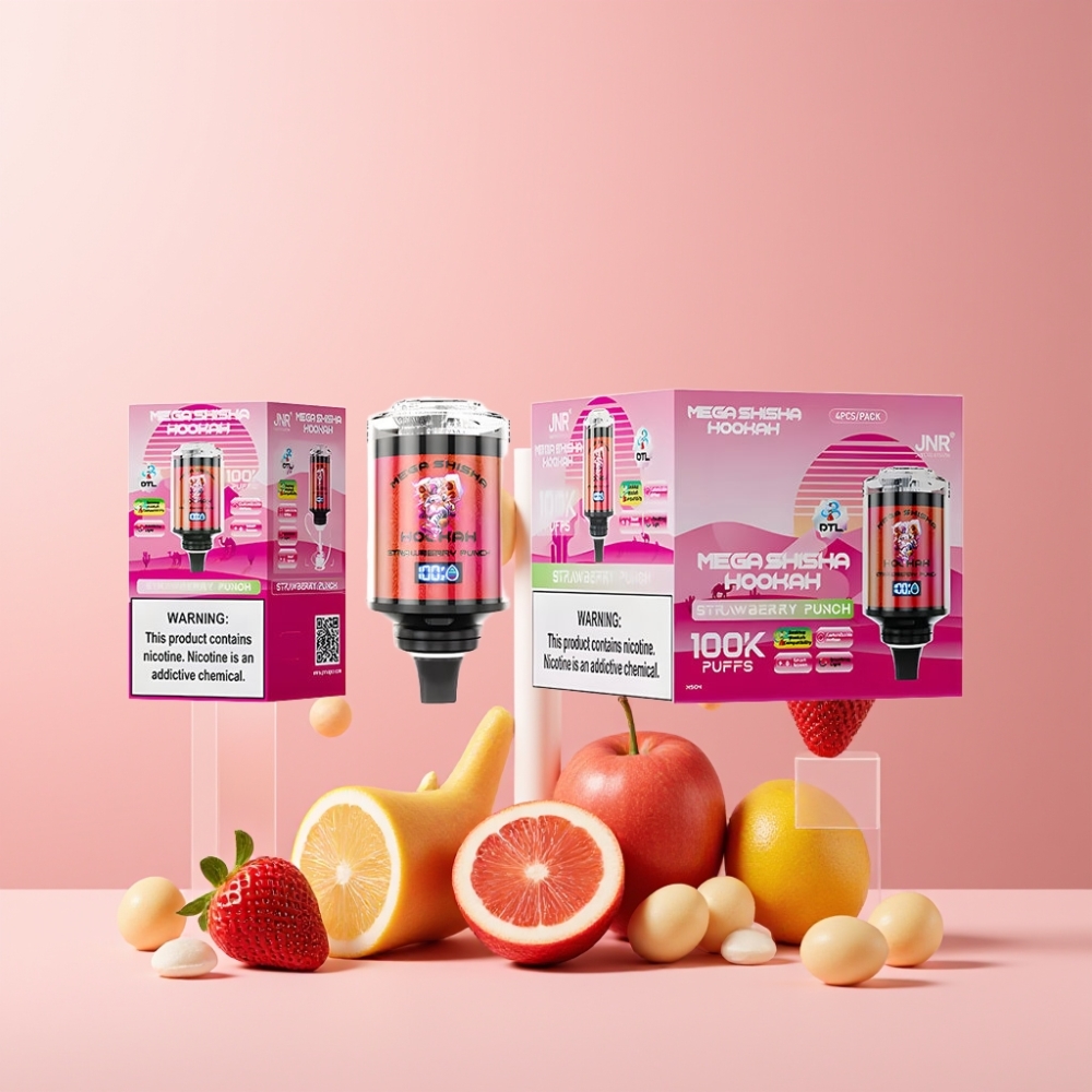 JNR Mega Shisha Hookah 100K Italia ingrosso 60ml 2200mAh Fragola Punch