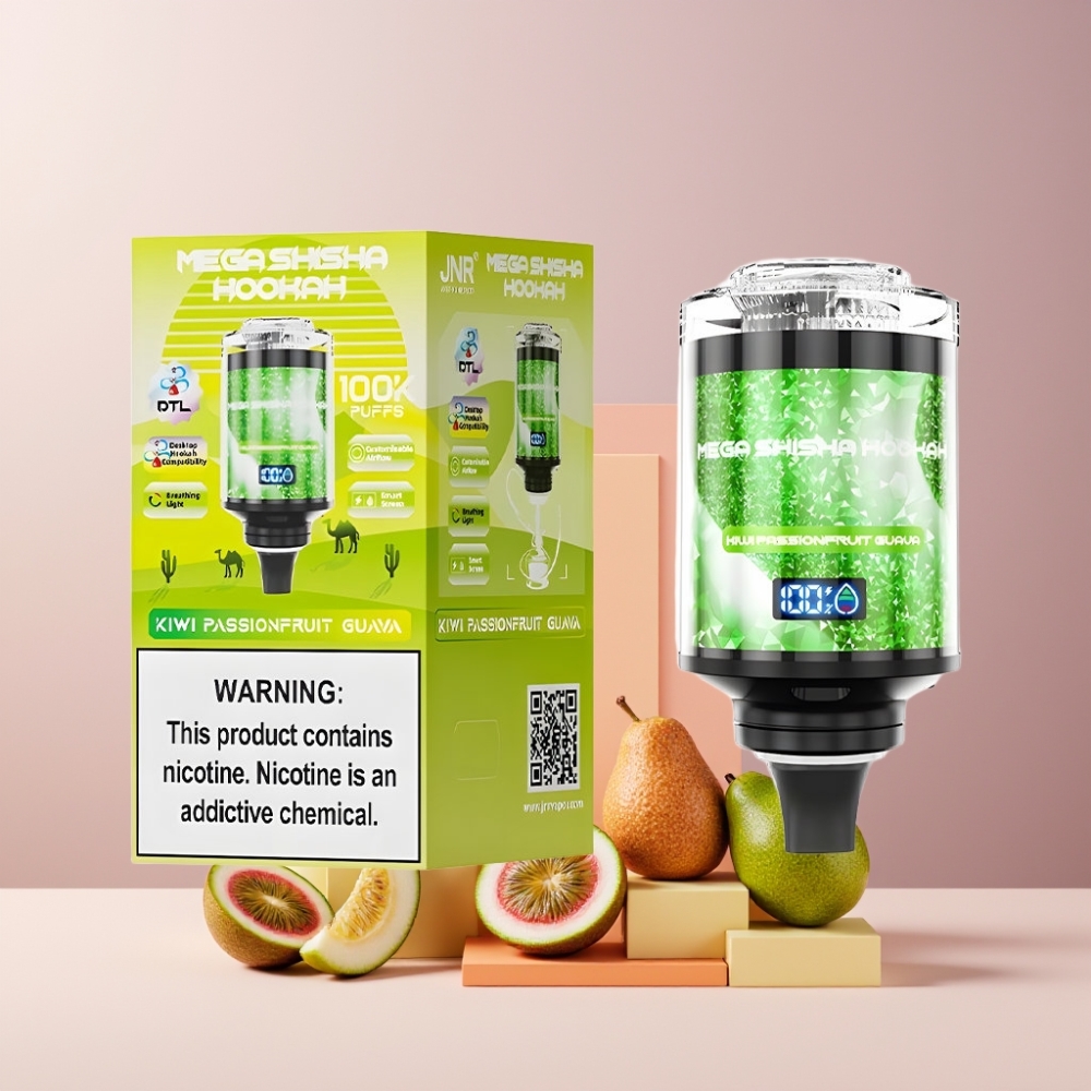 JNR Mega Shisha Hookah Italia Ingrosso 100K Desktop Kiwi Frutto della Passione Guava - 60ml, 2200mAh, 100K puff
