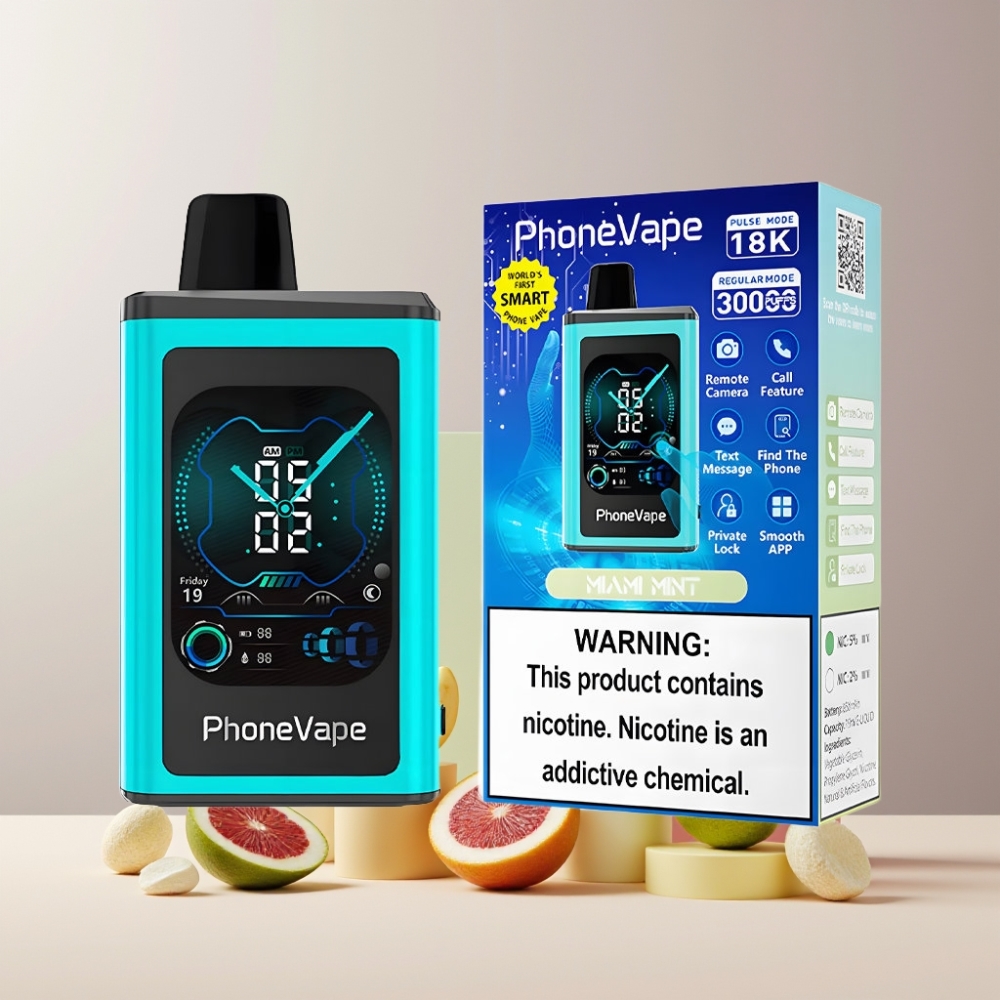 JNR PhoneVape 30000 puff Italia ingrosso Disposable Vape Menta Miami - 850mAh, Turbo, Aria Regolabile, Schermo Completo