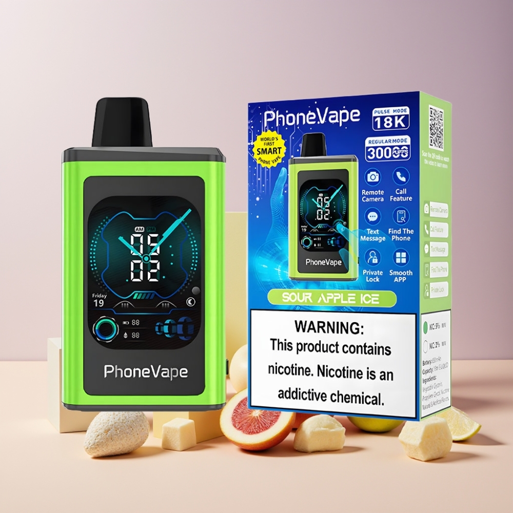 JNR PhoneVape 30000 puff Italia ingrosso Ricaricabile Tipo-C Mela Acida Ghiaccio Turbo Modalità Aria Regolabile Schermo Completo