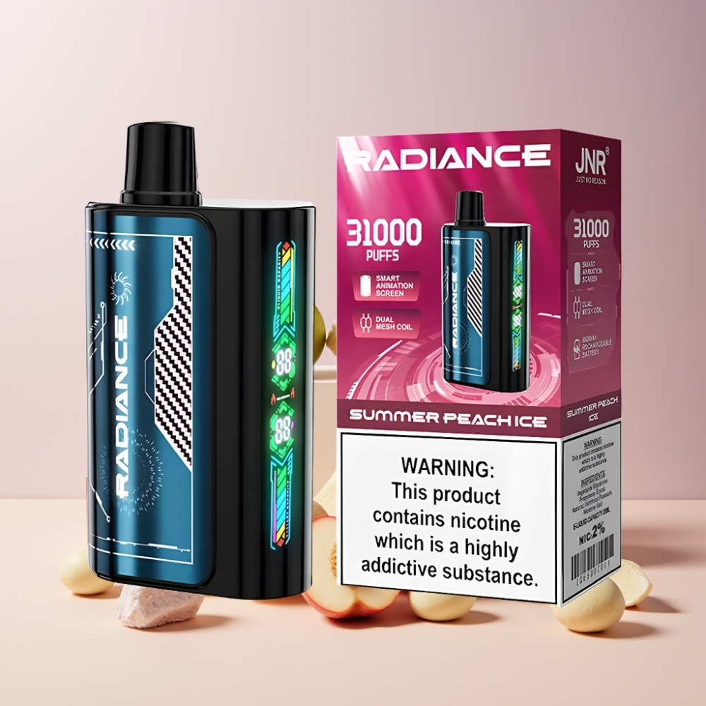 JNR Radiance 31000 Puff Italia Ingrosso Disposable Vape Pesca Estiva Ghiaccio - 28ml, Dual Mesh, Ricaricabile