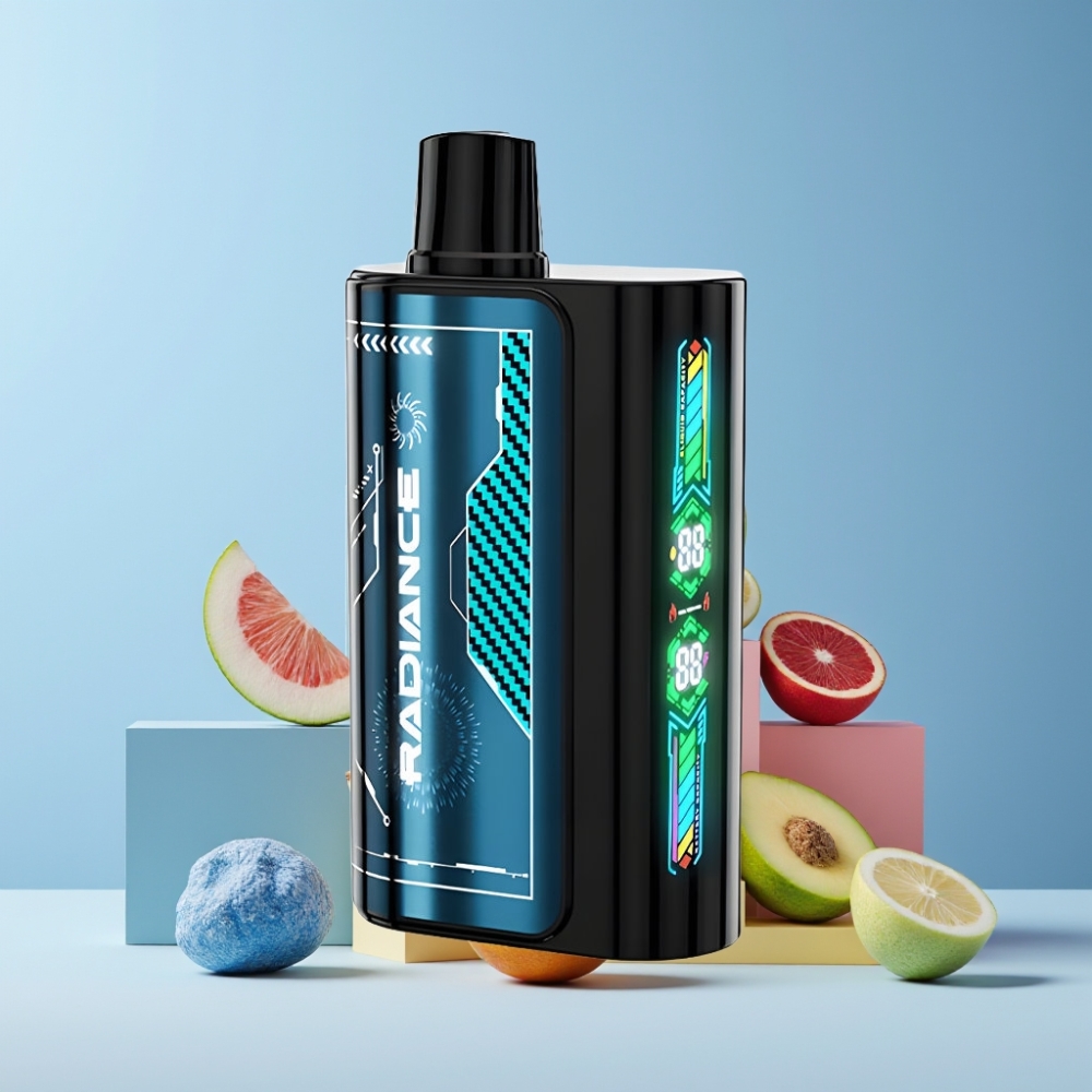 JNR Radiance Italia Ingrosso 31000 Puff Blu Lampone Ghiaccio Disposable Vape con Schermo Animato e Dual Mesh Coil