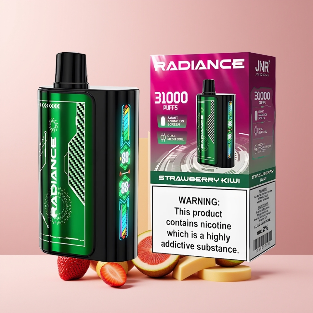 JNR Radiance Italia Ingrosso 31000 Puff Fragola Kiwi 28ml Dual Mesh Ricaricabile