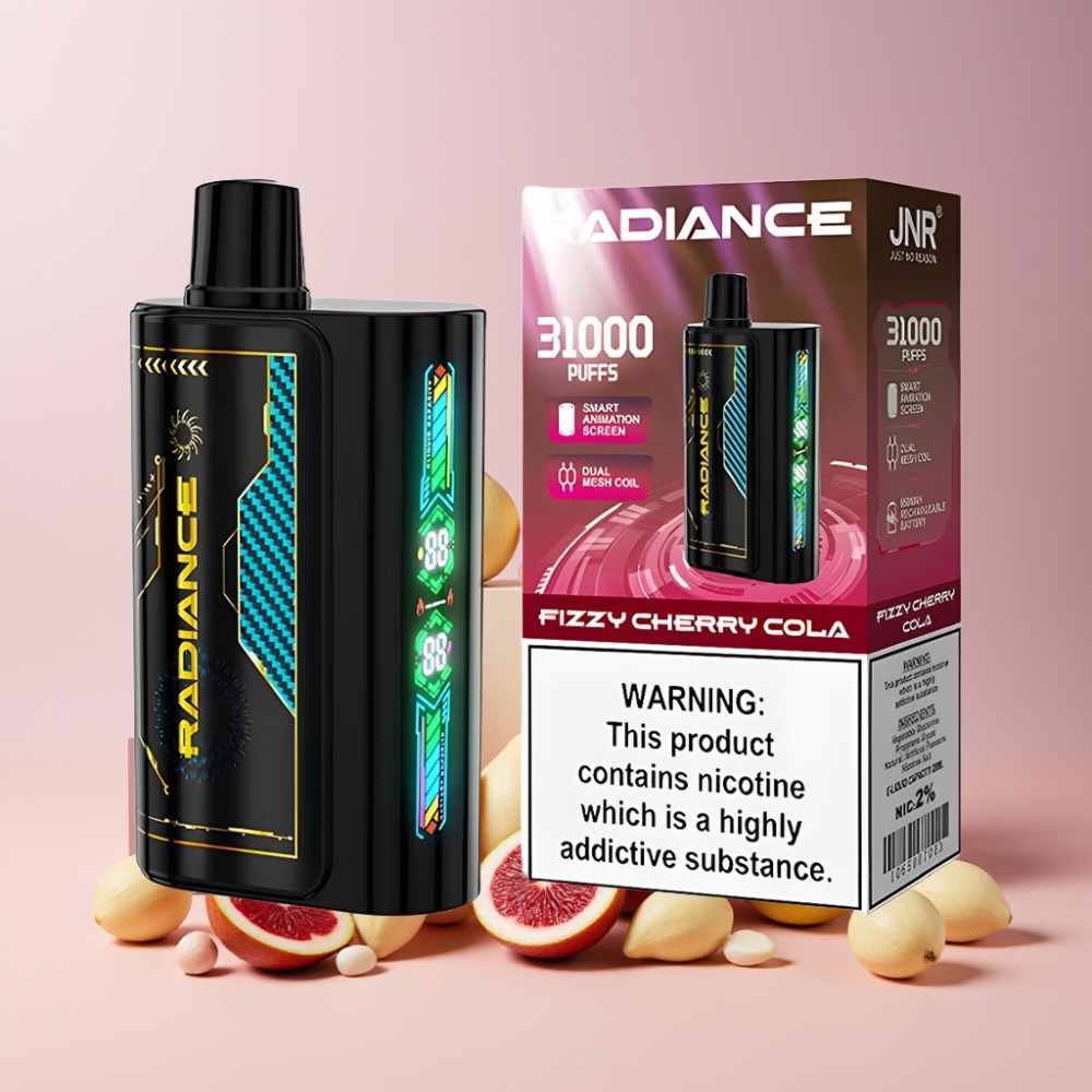 JNR Radiance Italia Ingrosso 31000 Puff Frizzante Ciliegia Cola: 28ml, Dual Mesh, Ricaricabile