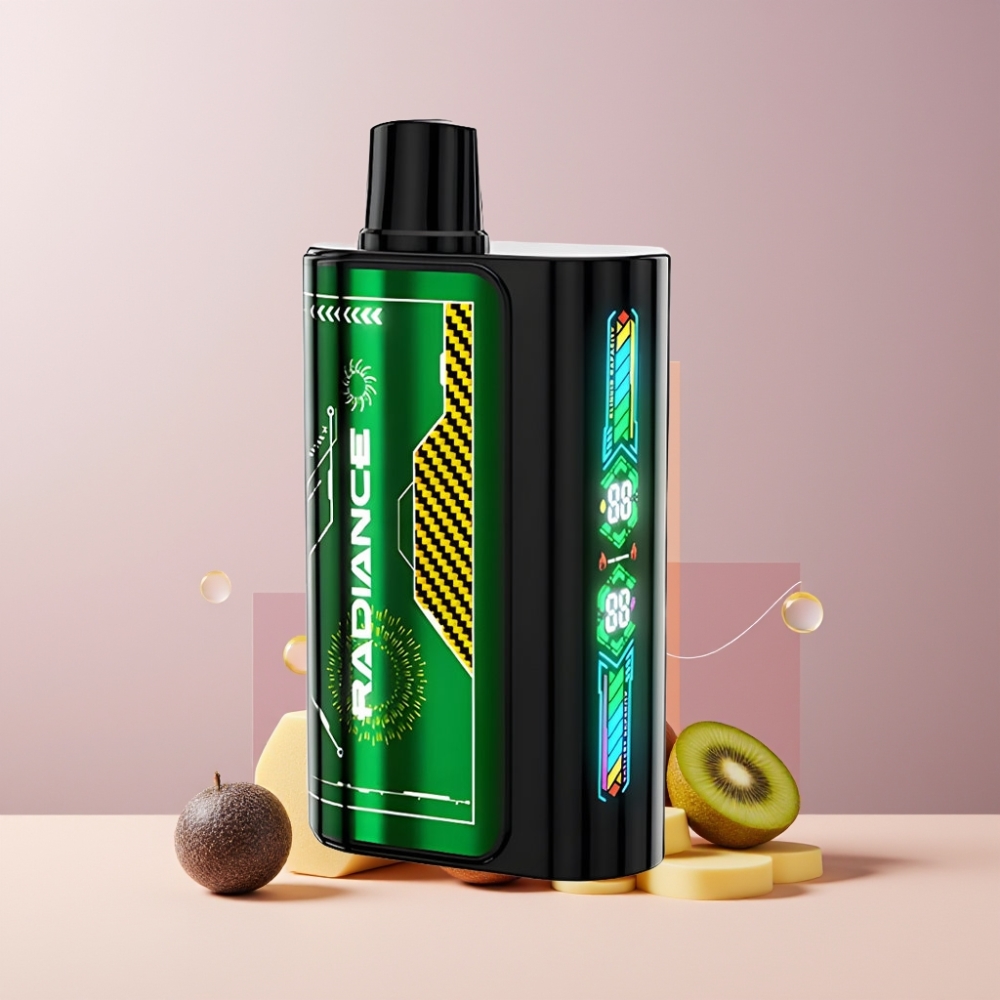 JNR Radiance Italia ingrosso 31000 Puff Disposable Vape Frutto della Passione Kiwi con Schermo Animato, Dual Mesh Coil, 28ml E-liquid