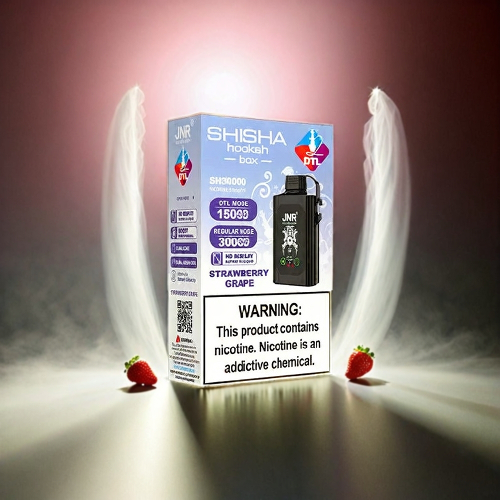 Italia Ingrosso JNR Shisha Box 20500 Puffs Fragola Uva con Display HD, Batteria 1000mAh, Bobina a doppia maglia