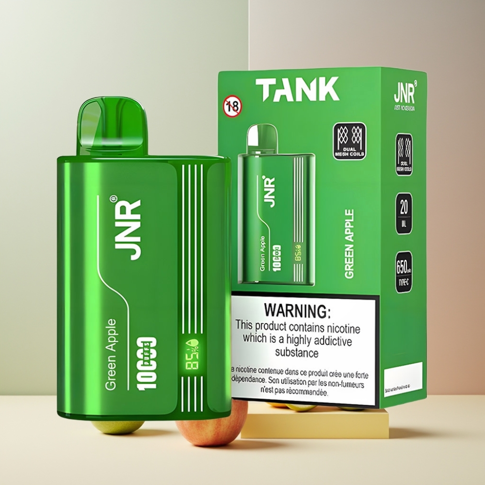 JNR Tank 10000 Puff Italia Ingrosso Disposable Vape Mela Verde Pesca Pera con Display Digitale, Dual Mesh, 20ml