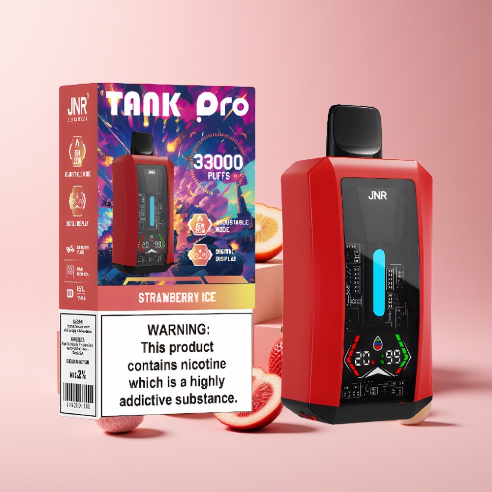 JNR Tank Pro 33000 Puff Italia Ingrosso Disposable Vape Fragola Ghiaccio 28ml Display Digitale Dual Mesh