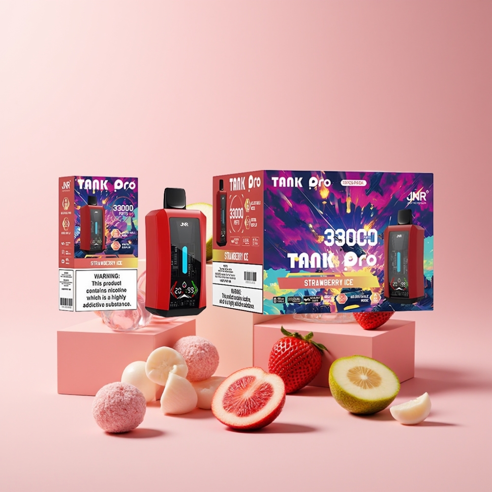 JNR Tank Pro 33000 Puff Italia Ingrosso Disposable Vape Fragola Ghiaccio 28ml Display Digitale Dual Mesh