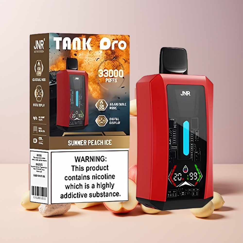 JNR Tank Pro 33000 Puff Italia Ingrosso - Pesca Estiva Ghiaccio, 28ml, Dual Mesh Coil, Display Digitale
