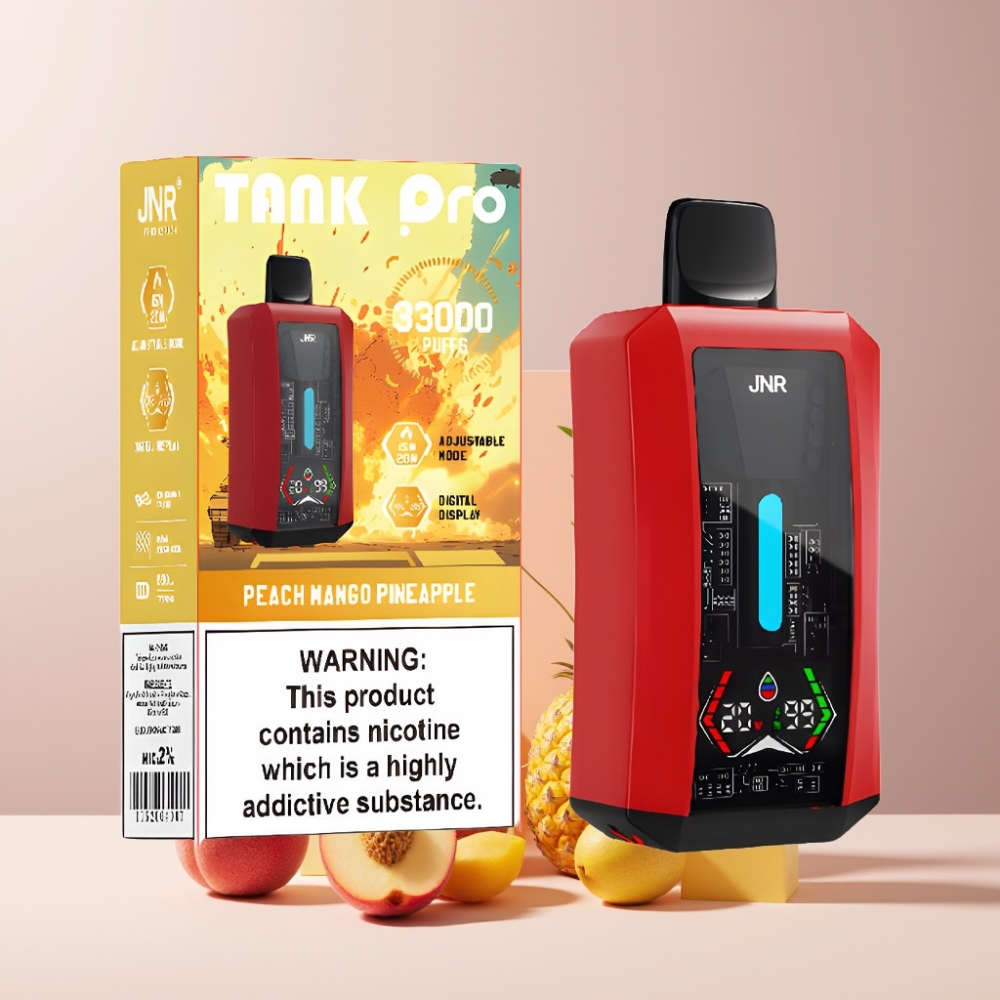 JNR Tank Pro 33000 Puff Italia Ingrosso – Pesca Mango Ananas, 28ml, Dual Mesh, Tipo-C