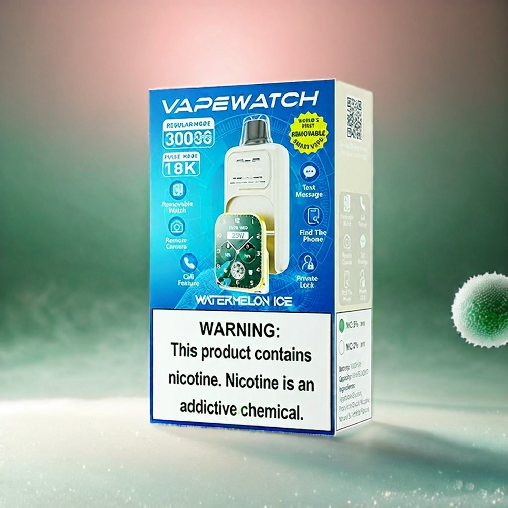 Italia Ingrosso JNR Vape Watch 30000 Puffs Anguria Ghiaccio – 1000mAh Batteria, 19mL Serbatoio, Ricarica Type-C