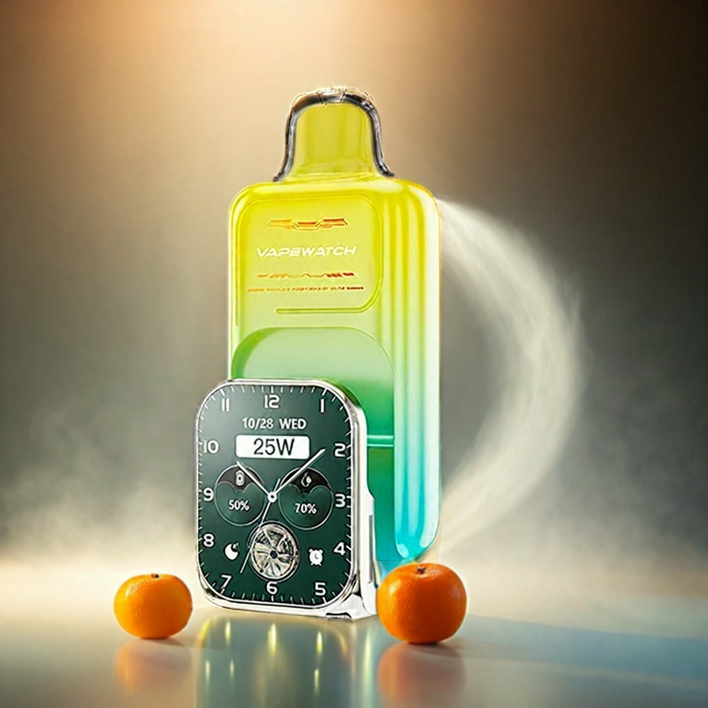 Italia Ingrosso JNR Vape Watch 30000 Puffs Arancione Mango - 1000mAh Batteria, Bobina a doppia maglia, 19mL E-liquid, Type-C Ricarica Rapida