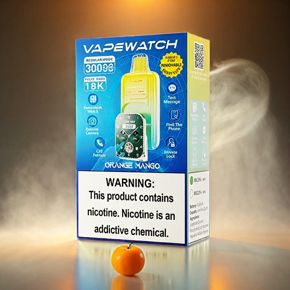 Italia Ingrosso JNR Vape Watch 30000 Puffs Arancione Mango - 1000mAh Batteria, Bobina a doppia maglia, 19mL E-liquid, Type-C Ricarica Rapida
