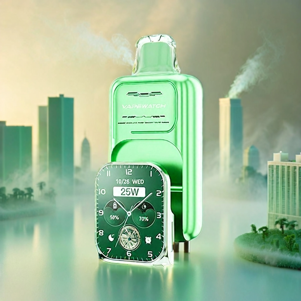 Italia Ingrosso JNR Vape Watch 30000 Puffs Miami Menta - 1000mAh Batteria, 19mL E-Liquid, 5% Nicotina, Bobina a doppia maglia, Ricarica Type-C