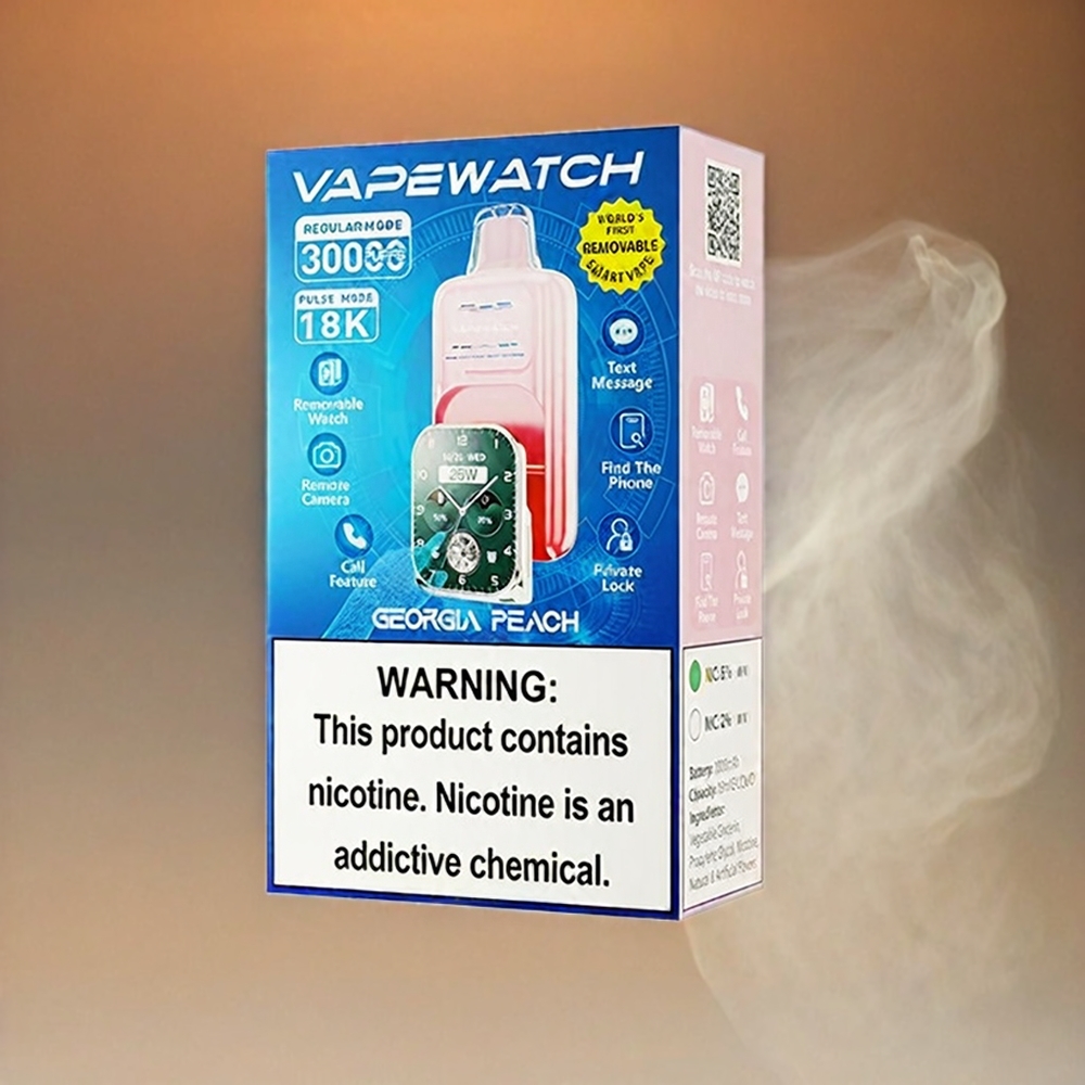 Italia Ingrosso JNR Vape Watch 30000 Puffs Pesca Georgia 1000mAh 19mL 5% Bobina a doppia maglia Type-C