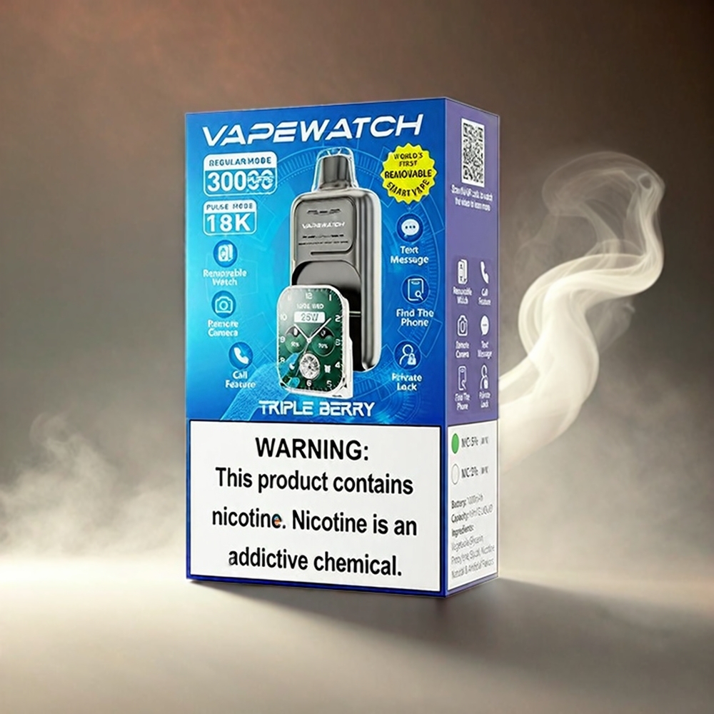 Italia Ingrosso JNR Vape Watch 30000 Puffs Triple Berry con 19mL e-liquid, 1000mAh, 5% Nicotina, Bobina a doppia maglia e Ricarica Type-C