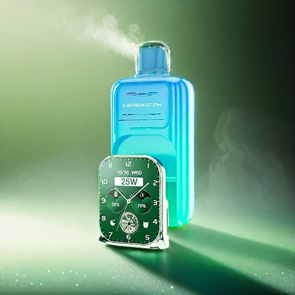 JNR Vape Watch 30000 Puffs Italia Ingrosso – Mela Acida Ghiaccio, 1000mAh Batteria, 19mL E-liquid, 5% Nicotine, Bobina a doppia maglia, Type-C Quick Charge