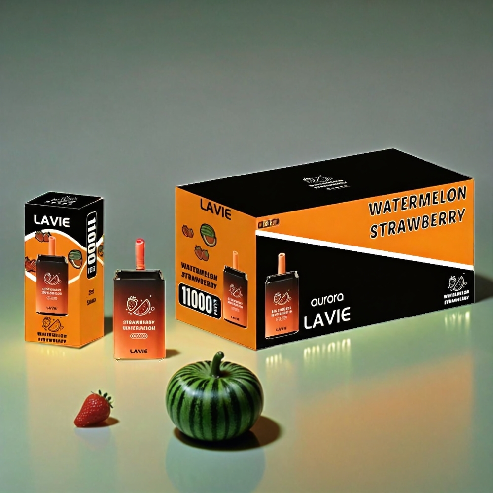 LAVIE Aurora Italia Ingrosso 11000 Puffs Fragola Anguria – 22ML E-Liquid, 650mAh Batteria, Ricarica Type C