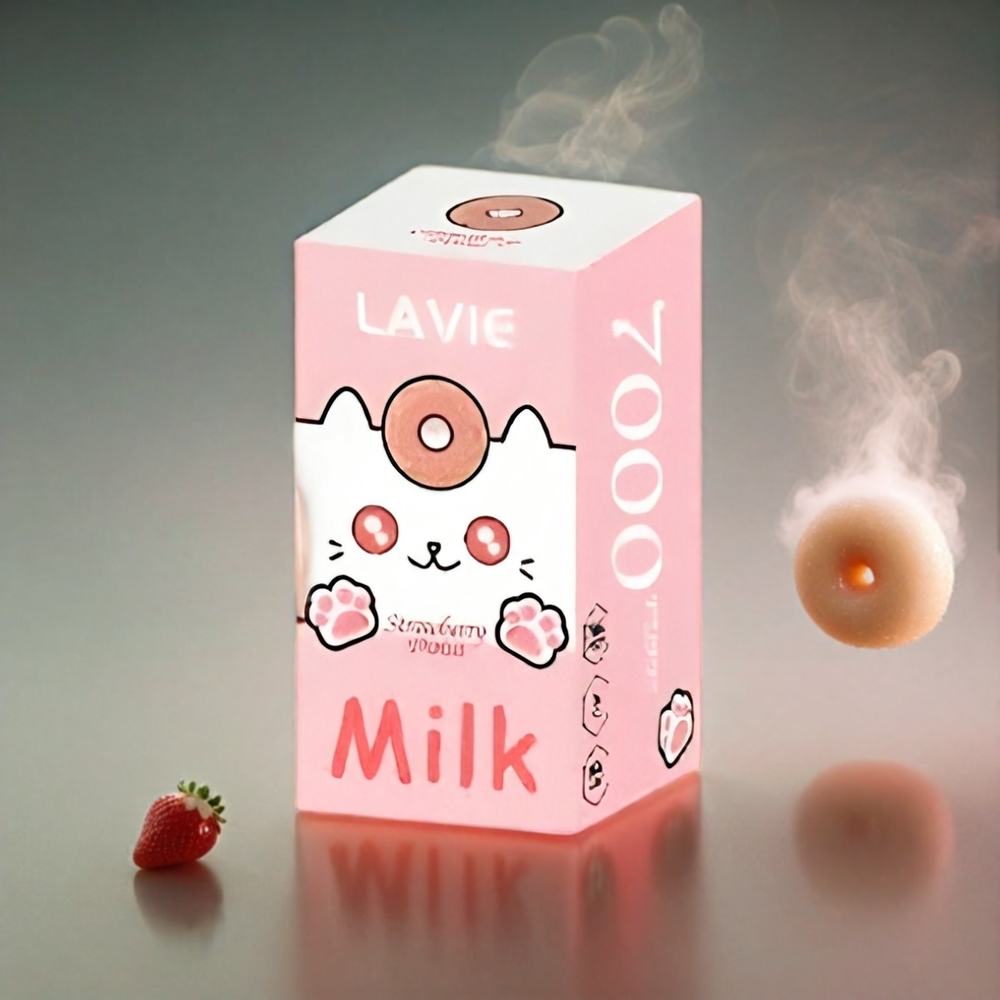 LAVIE Milk 7000 Puffs Italia Ingrosso - Ciambella alla Fragola - 16ML e-Liquido, 600mAh Batteria, Ricarica Type C, 0%/2%/5% Nicotina